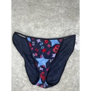 NWT Soft Sensations Stars Numbers Print Bikini Panty Blue Size 8